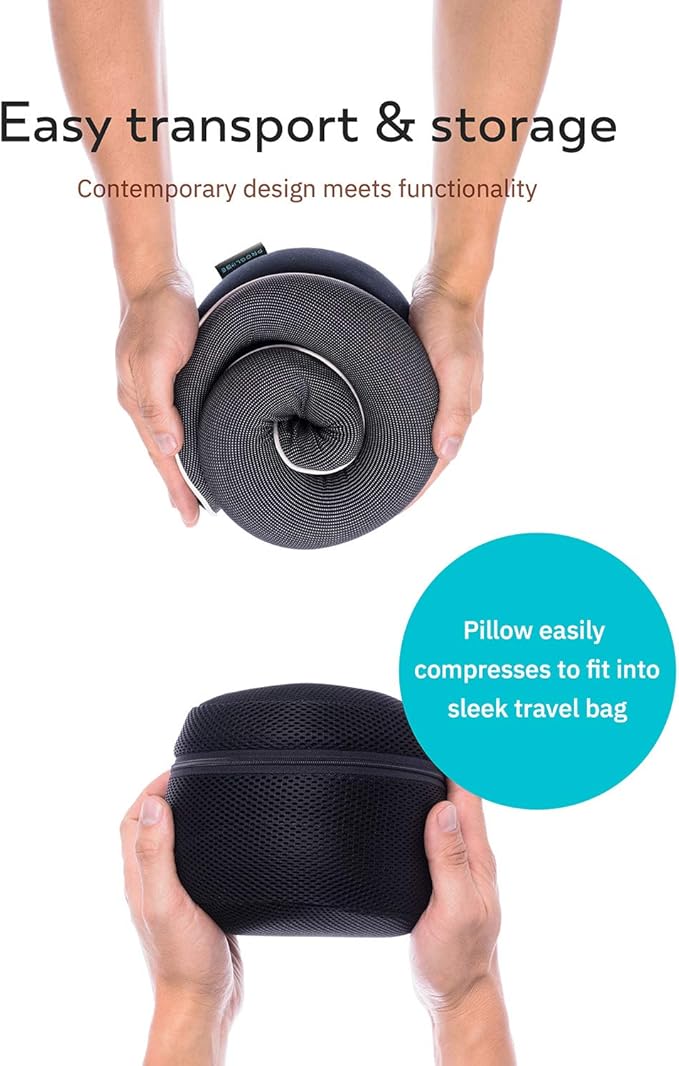 Proglobe Travel Neck Pillows for Airplanes, Sleeping Essentials for Long haul Flights, 360° Head Support, Car and Airplane Kit with 3D Contoured Eye Mask, Earplugs and Luxury Mesh Bag (Adult, Grey)
