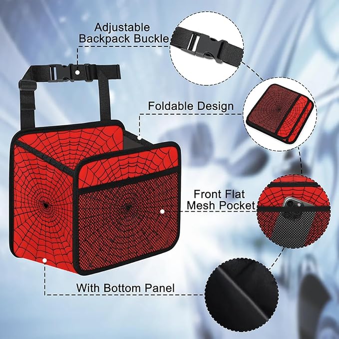Car Backseat Organizer, PU Leather Back of Seat Cars Hanging Organizer with Pockets Leakproof Car Garbage Bag Hanging Cars Seat Storage Box Travel Accessories Foldable (Web)