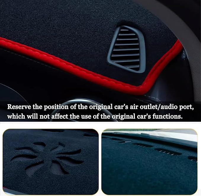 Blazeray Dash Cover Mat for Ford Explorer 2020 2021 2022 2023 2024 Dashboard Cover Nonslip Dash Board Protector Mat Interior Accessories Sunshade Anti Glare Pad Carpet Sunshield(Red Edge)