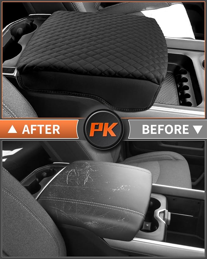 Shademax Center Console Cover for Dodge Ram 1500 2026 2025-2019, Armrest Cushion Pad Cover for 5th Ram 1500 2500 3500 Accessories Arm Rest Cushion Leather Bucket Seat Console Protector Anti-Scratch