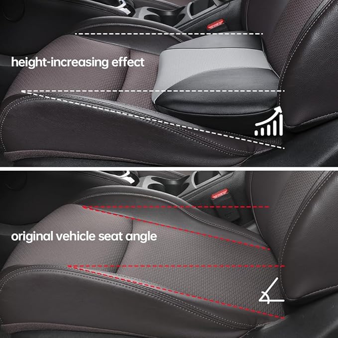 Aerovia 1p Memory Foam Lumbar Support Pillow for car Lower Back Pain Relief - Back Cushion for Driving, Chair Support for Car-Office Chair（Black&Grey）