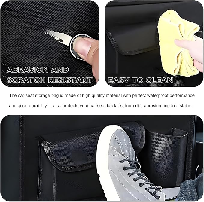 2PCS Car Backseat Organizer, Waterproof Practical Back Seat Protector with Tablet Holder, Hanging 6 Storage Pockets with Foldable Table Trays for Vehicles, Car Accessories