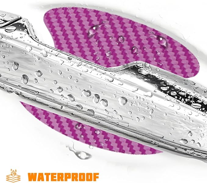 Car Door Handle Cup Protector, 4PCS Carbon Fiber Anti-Scratch Vehicle Door Handle Bowl Sticker, Self-Adhesive Automotive Paint Protective Film, Universal for SUV RV Truck (Lotus Root Pink)