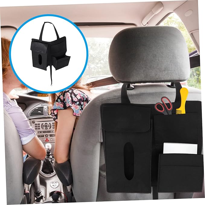 VOSAREA 2Pcs Backseat Car Organizers Durable Felt Storage Bags for Car Accessories Scratch Resistant Hanging Design for Organizing Snacks Umbrella