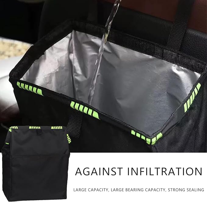 1 Pcs Hanging Car Trash Can With Storage Pockets,Foldable Hanging Large Capacity Garbage Bin,Car Trash Bag,Car Organizers And Storage(Black)