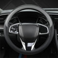 West Llama Thin Car Steering Wheel Cover, Universal 14.5-15 inch Nappa Leather Steering Wheel Cover, Ultra Thin, Anti-Slip, Breathable(Black+Gray-Standard Size)