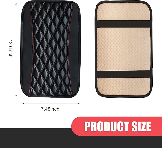 Car Center Console Cover, Leather Armrest Seat Cover Protector, Universal Waterproof Armrest Pad, Car Decoration Accessories, Fit for Most Cars, Vehicles, SUVs (Black)