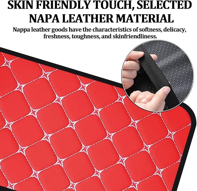 Car Center Console Cushion Pad, Comfortable PU Leather Vehicle Armrest Seat Box Cover, Waterproof Automotive Interior Arm Rest Protector Accessories, Universal Fit (Red)