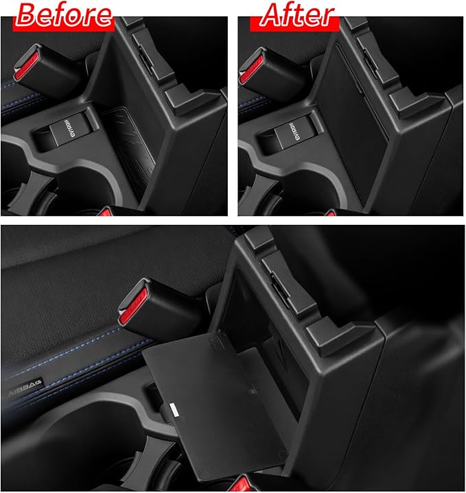 smabee Center Console Hidden Storage Box for Subaru Forester 2025 2026 Central Control Hidden Box ABS Storage Tray Interior Car Accessories Black