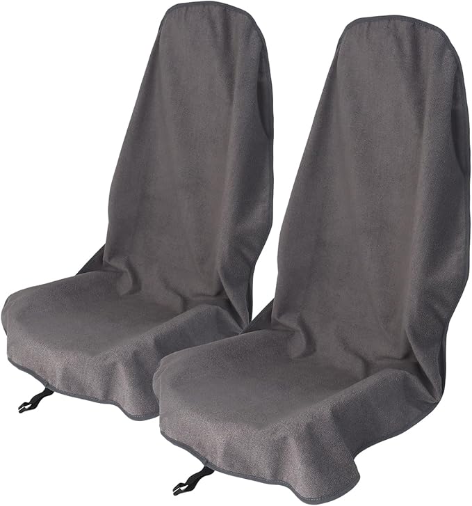 nbnhxnff Sweat Towel Car Seat Cover Protector Front Seats for Gym Workout, Running, Swimming, Beach and Hiking, Waterproof Universal Seat Cover for Car, Trucks, Van & SUV (Grey, 2pcs Front Seat)