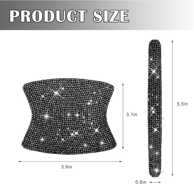 kingsea 8pcs Bling Car Door Handle Protector Stickers,Crystal Rhinestone Glitter Car Door Handles Cup Scratch Protectors Decals Universal (Black)
