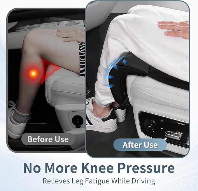 Car Seat Leg Extender Support Cushion, Memory Foam Driver Leg Rest Pad for Long Drives, Car Seat Extender Gap Filler for Knee & Thigh Support, Universal Fit for Car Office Chair Recliner