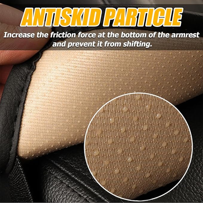 Car Center Console Cover, Leather Memory Foam Vehicle Arm Rest Cushion Pad, Waterproof Automotive Interior Armrest Seat Box Protector Accessories, Universal for SUV, Sedan, Truck (Gray)