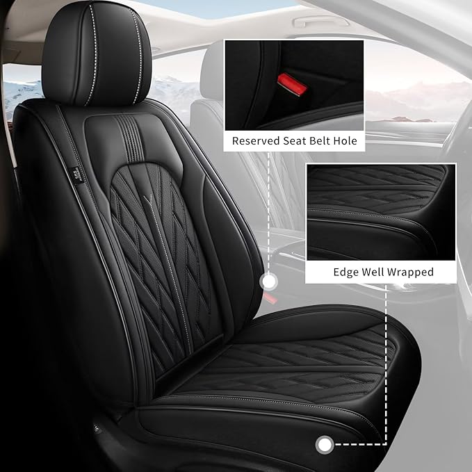 TTX LIGHTING Seat Covers Fit for Nissan Kicks 2018-2026 Front Seat Covers Faux Leather Car Seat Covers Breathable Waterproof Car Seat Protector (2 Seats, Black)