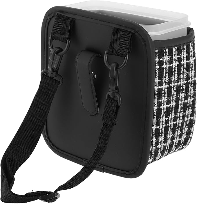 Car Trash Can Portable and Hanging 5.9" Length 4.3" Width 7.5" Height Trash Bin Fabric Black 1 Pcs