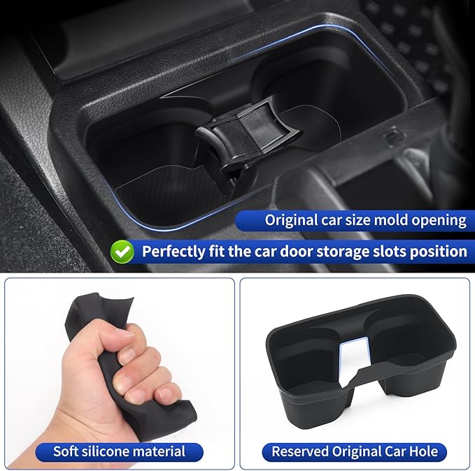 Front Central Control Water Cup Silicone Case for 2016-2023 Toyota Tacoma Center Console Cup Holder Protector Interior Modification Accessories (Front Water Cup Mat)
