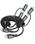 Coiled USB C to USB C and Lightning Cable 2 in 1, 3FT 2Pack Braided Cord Fast Charging Type C Car Charger for iPhone 17 16 15 14 13 12 11,iPad, Samsung Galaxy, Google Pixel, Moto, LG, TCL Phones