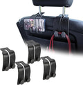 URIZZD 4 PCS Leather Car Seat Hooks for Headrest, Vehicle Hanger Storage Organizer Universal for Handbag Purse, Car Accessories Gift (Black-Black-4 PCS)