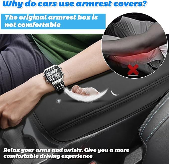 SHAOHAO for 2024 2025 Ford Ranger Center Console Cover Compatible with 2024 2025 Ford Ranger Accessories (XL/XLT/Lariat/Raptor) Armrest Cover 2024 2025 Ranger Anti-Scratch Middle Lid Leather Cover Pad