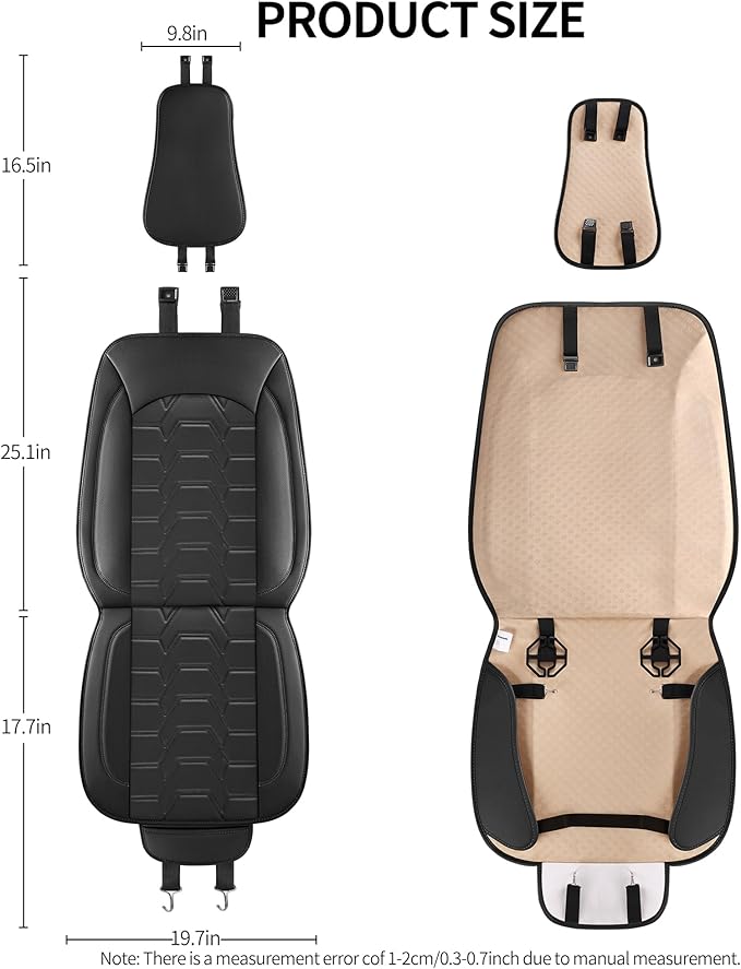 hoozoom Leather car Seat Covers Breathable Car Seat Protector Front seat Covers Universal Fit for 95% Car Truck SUV Van Vehicles （Black，2PCS）