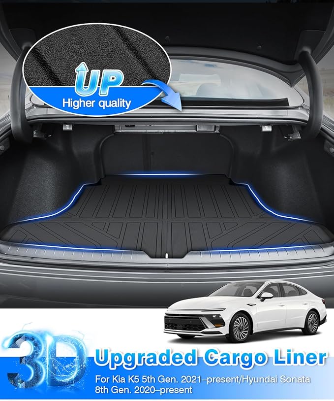 Cartist Floor Mats and Cargo Liner Fit for 2021-2026 Kia K5 (Only FWD Models) & Hyundai Sonata/Sonata Hybrid 2020-2026 Accessories All Weather Floor Liner & Trunk Mats