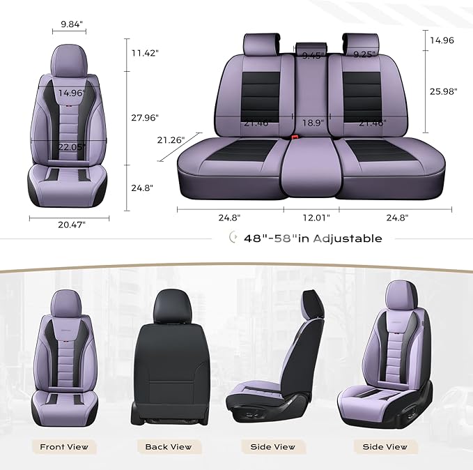 Coverado Car Seat Covers Full Set, Seat Covers for Cars, Front Seat Covers and Back Seat Cover Waterproof Leather Automotive Seat Cover, Universal Car Interior Protectors Cushion for Most Cars