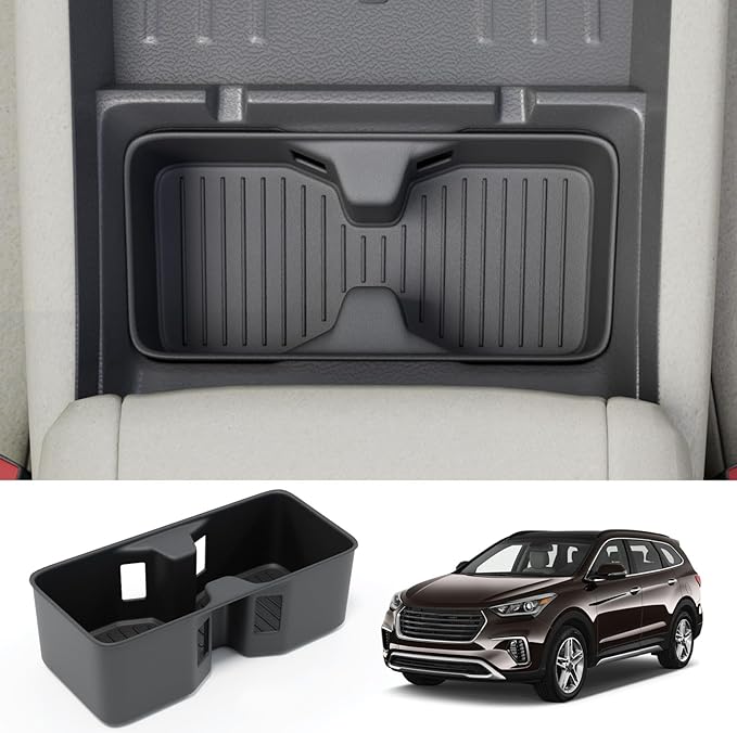 Maxzina Cup Holder Compatible with 2024-2025 Hyundai Santa Fe Silicone Insert Center Console Cup Holder Silicone Black Bottle Holder Interior Decoration for 2024 Santa Fe Accessories