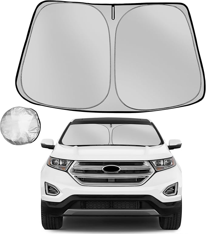 Fonowka Windshield Sun Shade for 2015-2024 Ford Edge Foldable Sun Sunshade for Car Front Window Blocks UV Rays and Heat Automotive Interior Protector Custom Fit Accessories