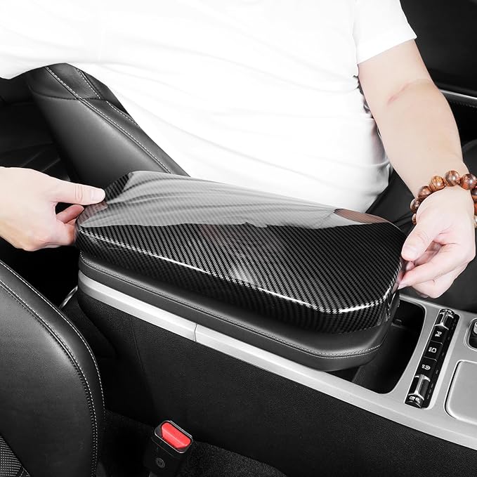 Carbon Fiber Style ABS Car Central Console Armrest Cover Armrest Cushion Cover Center Console Box Pad Compatible with Kia Stinger 2017-2024 Accessories