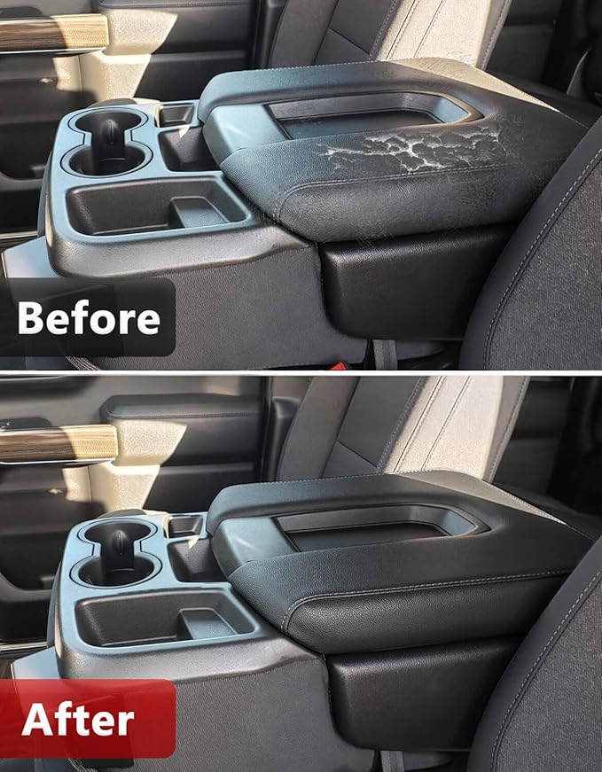 KBH Center Console Armrest Cover Replacement for Chevy Silverado & GMC Sierra 2020 2021 2022 2023 2024 2025 2026, Jump Seat, Arm Rest Lid Upholstery, Vinyl Leather, Anti-Scratch, Black