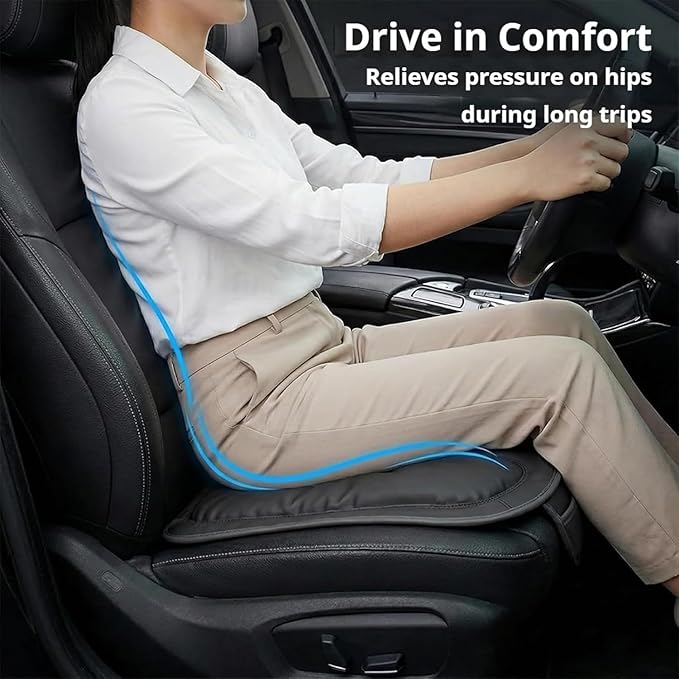 Skin-Friendly & Dirt-Repellent Leather Seat Cushions, 2026 Car Seat Cushion for Driving, 1.57" Thick Comfort Seat Protector, Universal Non-Slip Memory Foam Pad for Car (White, Backrest Cushion)