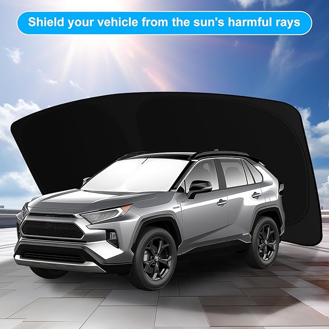 SHINEHOME 2025 Upgrade Front Windshield Sun Shade Foldable RAV4 Sunshade for 2019-2025 2026 RAV4 RAV-4 SUV Crossover, TRD Off-Road, LE XLE Premium Limited Front Window Sunshade Accessories