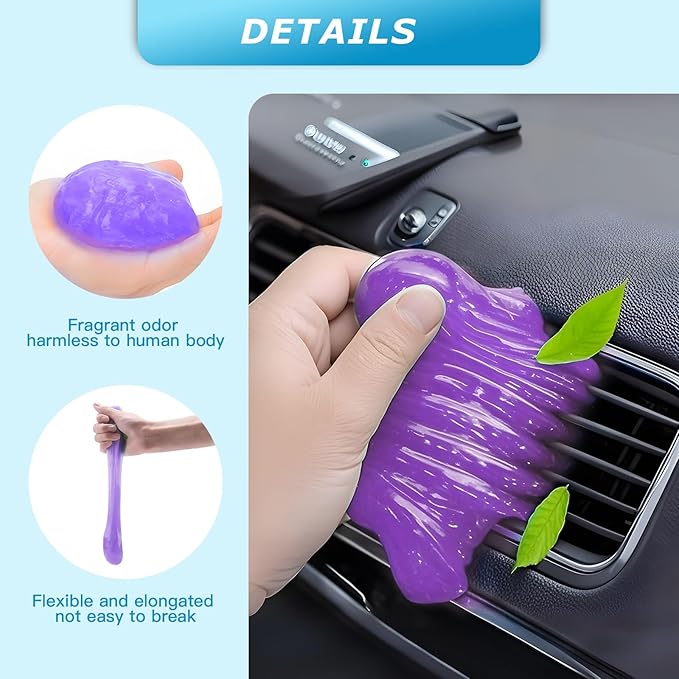 Car Cleaning Gel,Reusable Car Cleaning Putty for Interior Detailing, Car Cleaning Supplies, Auto Detailing Tools, Car Slime for Dust Removal, Car Accessories Interior, Car Cleaning Kit(Purple, 3.0 OZ)