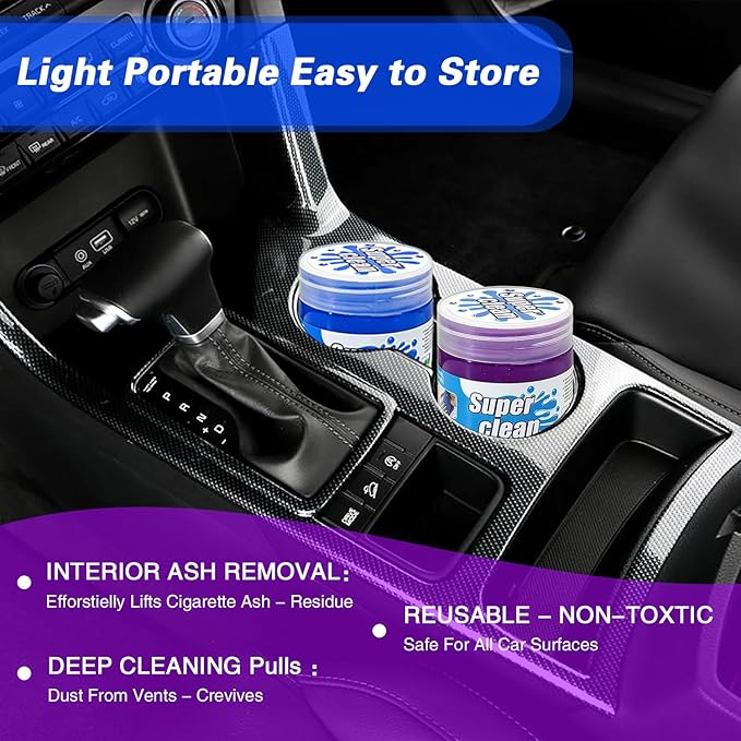 Car Cleaning Gel 2-Pack – Universal Car Cleaning Putty for Interior Detailing, Auto Cleaning Kit Slime & Dust Remover, Car Putty for Cleaning Vents, Dashboards & Keyboards, Gifts for Men & Women