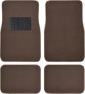BDK Premium Dark Beige Carpet Floor Mats for Cars - Universal Fit Interior 4-Piece Car Mats Full Set with Vinyl Heel Pad Protector - Cute Car Accessories Interior Floor Covers for SUVs & Trucks