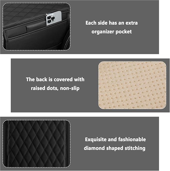 Auto Center Console Cover for Hyundai Palisade 2026, Leather Waterproof Armrest Seat Box Cover Multifunctional Armrest Cushion Scratch