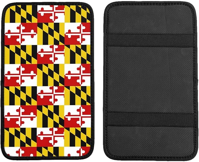 DORKEIXIA Maryland Flag Auto Center Console Armrest Pad Universal Car Center Console Cover Seat Box Cover for Sedan, Van, SUV, Truck Car Accessorie