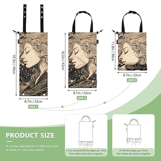 ALAZA Hanging Car Trash Bags Garbage Bag Trash Can for Back Seat Small Portrait Painting Washable Storage Bag Retractable 2 Pack
