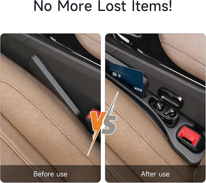 2-Pack Car Seat Gap Filler, No-Drop Seat Side Gap Seam Filler Organizer with Phone Holder, Universal Fit to Fill The Gap Between Seat and Console for Car, SUV, Truck&Sedan