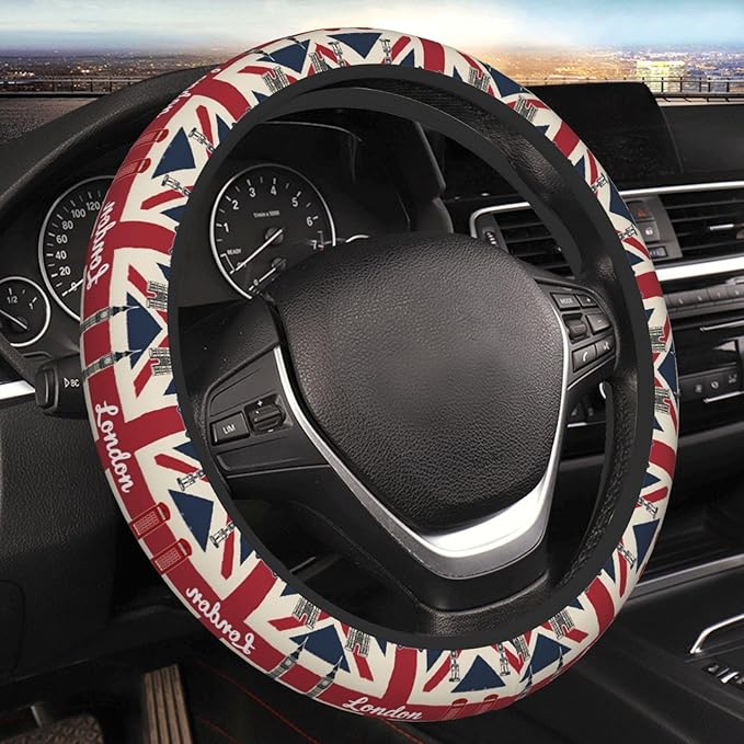 Neoprene Steering Wheel Cover The British Flag Print Car Steering Wheel Cover Universal Fit for Most Cars