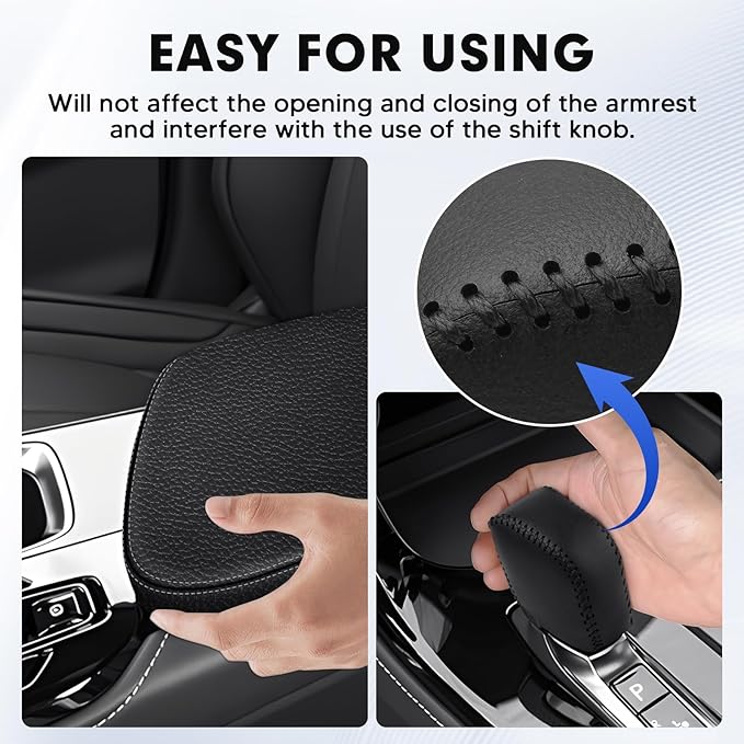 Autorder 2PCS Center Console Cover for 2022 2023 2024 2025 NX 250/NX 350/NX 350h/NX 450h+ Accessories Gear Shift Knob Cover Anti-Scratch Leather Armrest Cover&Shift Knob Cover