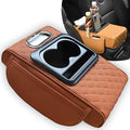 Multifunctional PU Leather Car Armrest Box Mat, 5-in-1 Multifunctional Car Armrest Cushion, Center Console Cover with 2 Cup Holder, For Storing Tissues, Phones, Wallets, Drinks, for Most Cars (Orange)