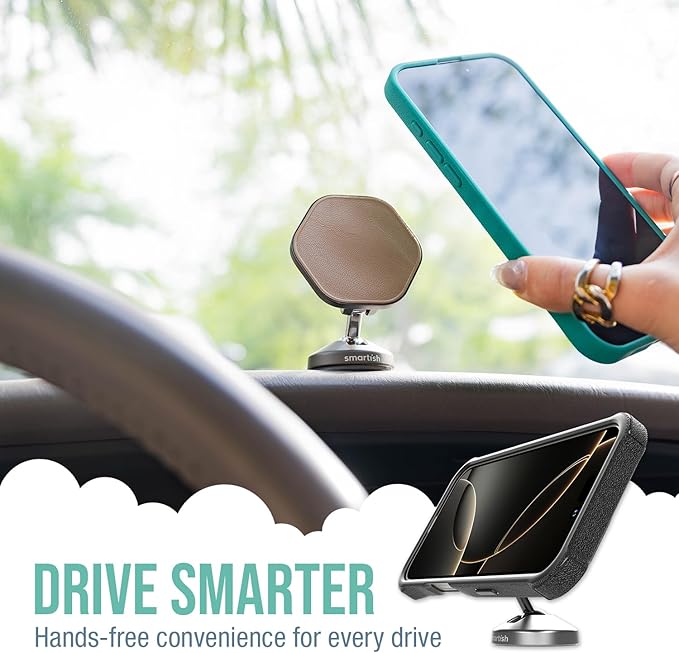 Smartish® MagSafe Mountaineer Car Mount - Compatible w/Apple iPhone 17/16/15/14/13 - Magnetic Stick on Adhesive Phone Holder - Extra Strength Magnet for Apple Accessories - Beige Against The Machine