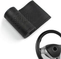 Comfortable Leather Steering Wheel Cover, Non Slip and Breathable, Suitable for 15 Inch Steering Wheel (Black Stripe
