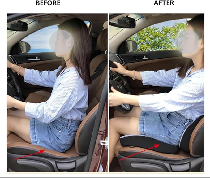 Heightening Wedge Car Seat Cushion Pad for Driving with Comfort Memory Foam, Curved Design Closely Adheres to The Lumbar Spine and Buttocks, Relieving Fatigue Broader Vision (Waist Cushion,Blue)