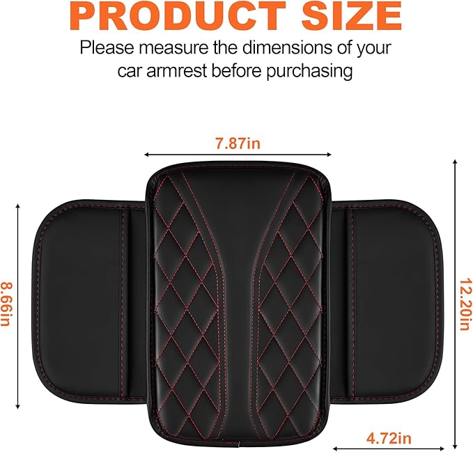 Center Console Cover Fit for Chevrolet/Chevy Sonic Waterproof Armrest Cover with Soft Leather,Anti-Scratch Auto Armrest Pad Accessory （Redline