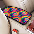 Car Center Console Cushion Pad Colorful Tie Dye Arm Rest Pads Universal Armrest Box Cover Protector Rainbow Comfortable Car Decor Accessories Auto Center Console Lid Covers
