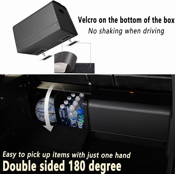 XDV Trunk Organizers, Car Organizers, Storage Solutions, and Car Storage Organizers for SUVs, Sedans, Back Seats, and Luxury Vehicles with Lid, Leather, Small, Large Car shoes box (Plain Black, XXL)
