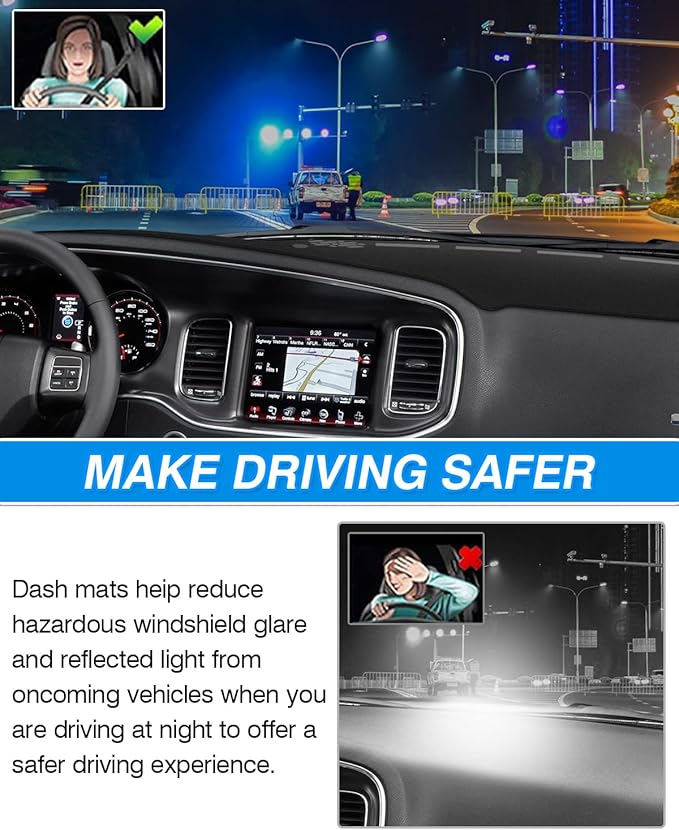 CARTIST Dash Cover Custom Fit for Dodge Charger 2011-2023 Accessories Dashboard Cover Mat Non-Slip Pad Carpet Anti-Glare