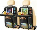 2-Pack Black Car Backseat Organizer, 10 Storage Pockets and Tablet Holder, Back Seat Organizer for Kids, Family Road Trip Essentials, Travel Accessories-Black